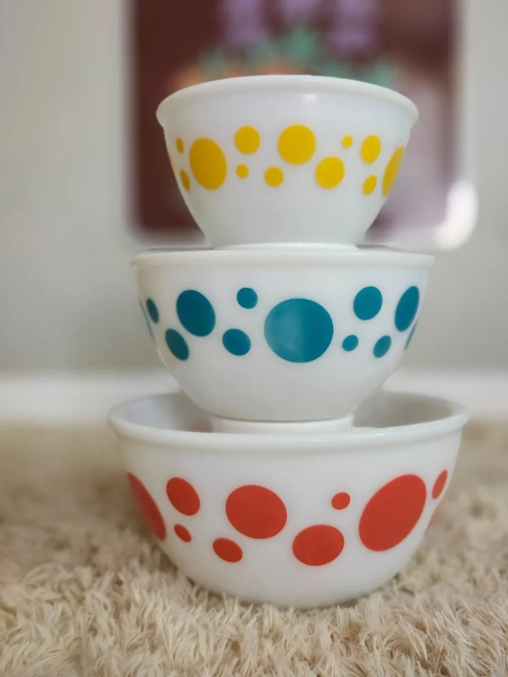 Hazel Atlas polka dot mixing bowls